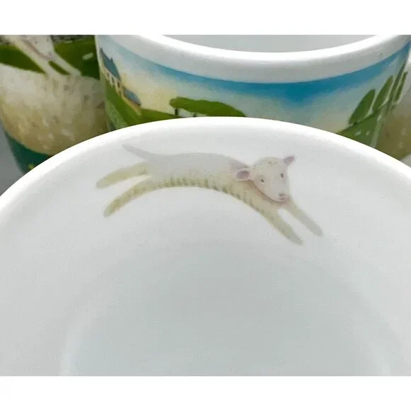 Department 56 Green Acres By Judith Glover Sheep Mugs Set Of 4 Ceramic Pastoral - Picture 7 of 9